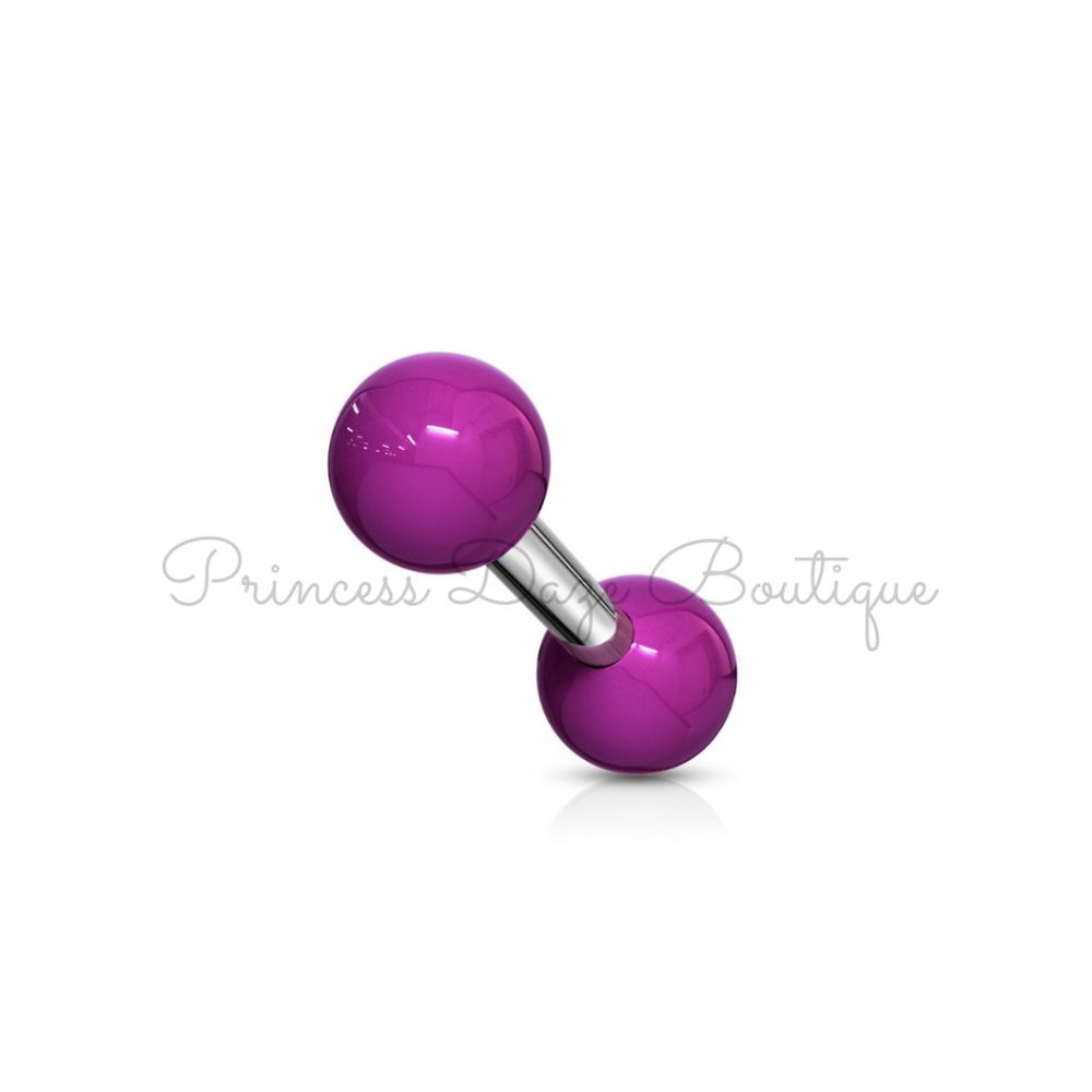 Purple Double Ball Cartilage‎ / Tragus Barbell Earring